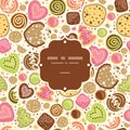 Colorful cookies frame seamless pattern background