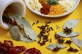 Colorful Cooking Spices On Wooden Table