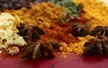 Colorful Cooking Spices On Wooden Table