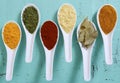 Colorful Cooking Spices On Wooden Table