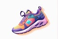 Colorful Cool Running Sneakers Mockup: Isolated White Background with Shadow. Royalty Free Stock Photo