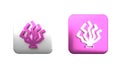 Colorful Coral icon isolated on white background. Square button. 3D render illustration Royalty Free Stock Photo