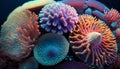 Colorful corals on the coral reef. 3d illustration.