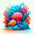 Colorful corals on a white background. 3d rendering. generative AI