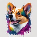 Colorful Corgi Dog Pop Art Style Illustration Royalty Free Stock Photo