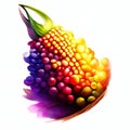 Colorful corn isolated on a white background. 3d illustration. Generative AI Royalty Free Stock Photo