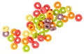 Colorful corn rings isolated on white background. Breakfast cereals Royalty Free Stock Photo