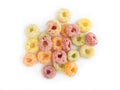 colorful corn rings isolated on white background. Tasty ring cereals Royalty Free Stock Photo