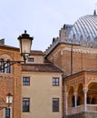 Colorful corner with old buildings architecture and city lamp in old part of Padua, italy Royalty Free Stock Photo