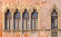 Colorful corner with old buildings architecture and city lamp in old part of Padua, italy Royalty Free Stock Photo