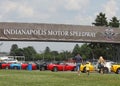 Colorful Corvettes in line at the Indianapolis Motor Speedway Parking Lot Royalty Free Stock Photo