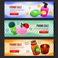 Colorful cosmetics sale banner web set