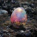 Colorful Cosmic Egg on Dark Background Royalty Free Stock Photo