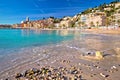 Colorful Cote d Azur town of Menton beach and architecture view
