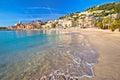 Colorful Cote d Azur town of Menton beach and architecture view Royalty Free Stock Photo