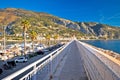 Colorful Cote d Azur town of Menton beach and architecture view, border od France and Italy Royalty Free Stock Photo