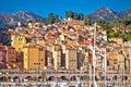 Colorful Cote d Azur town of Menton harbor and architecture view