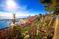 Colorful Cote d Azur town of Menton waterfront architecture view