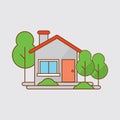 Colorful Cottage Flat Design Residential Houses Vector