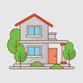 Colorful Cottage Flat Design Residential Houses Vector