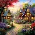 Colorful Cottages: A charming puzzle showcasing a row of quaint cottages in various hues