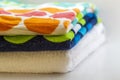 Colorful cotton bath towels on white background Royalty Free Stock Photo