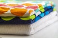 Colorful cotton bath towels on white background Royalty Free Stock Photo