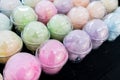 Colorful cotton candy in plastic glass package Royalty Free Stock Photo