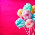 colorful cotton candy in soft color on red background Royalty Free Stock Photo