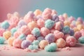 Colorful cotton candy in soft pastel color background. ai generative Royalty Free Stock Photo
