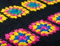 Colorful cotton granny square. Crochet texture close up photo Royalty Free Stock Photo