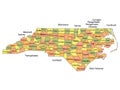 North Carolina County Map Royalty Free Stock Photo