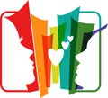 Colorful couple face logo