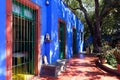 Colorful courtyard at the Frida Kahlo Museum in Mexico City