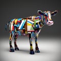 Abstract Art Cow 3d: A Colorful Extruded Design Inspired By Picasso