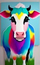 colorful cow bright cute abstract fantasy AI Generated Royalty Free Stock Photo