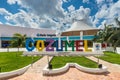 Colorful Cozumel Sign with shopping mall in Cozumel, Mexico Royalty Free Stock Photo