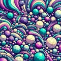 Colorful cracked balls flowing on a wavy background Royalty Free Stock Photo