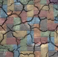 Colorful cracked bricks