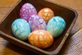 Colorful cracked design Easter Eggs in Bowl