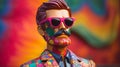 Colorful Craft Statue With Cool Sunglasses And Mustache