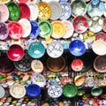 Colorful crafts shop with ceramic art