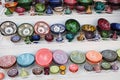 Colorful crafts shop with ceramic art