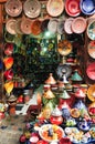 Colorful crafts shop with ceramic art