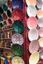 Colorful crafts shop with ceramic art