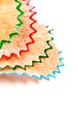 Colorful crayon pencil wood shavings Royalty Free Stock Photo