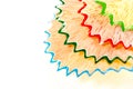 Colorful crayon pencil wood shavings Royalty Free Stock Photo