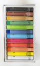 Colorful crayon set with named colors and color codes