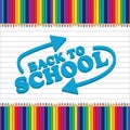 colorful crayons cartoon style horizontal seamless bottom border on white background. colorful pencils and back to school