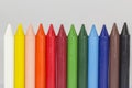 Colorful crayons close up perspective view Royalty Free Stock Photo